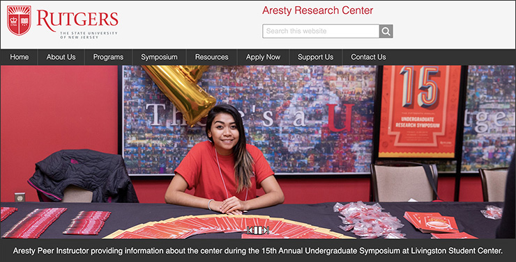 screenshot of the Aresty website homepage