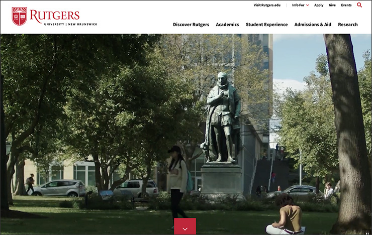 screenshot of the New Brunswick.Rutgers.edu website homepage