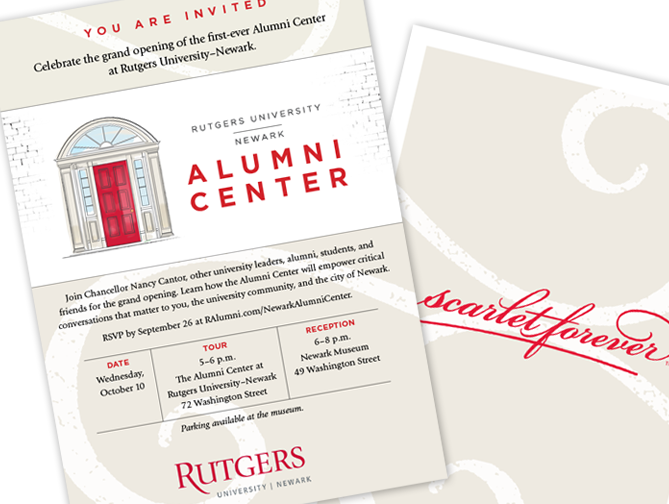 Rutgers University–Newark Alumni Center Grand Opening invite